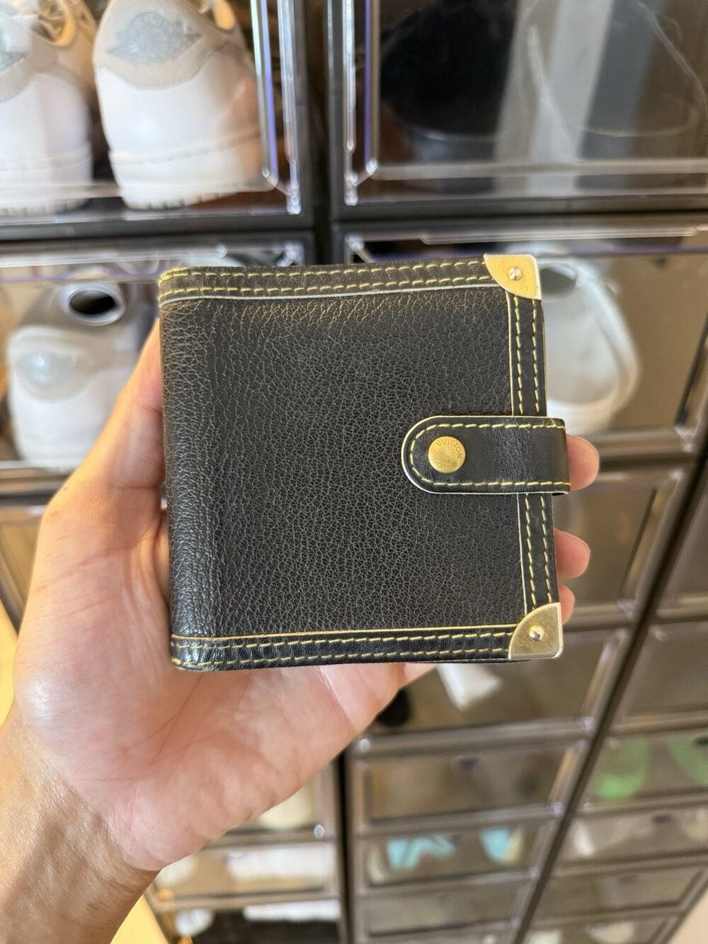 Louis Vuitton M91828 Suhali Compact Zip Bifold Wallet Suhari Leather Noir Black